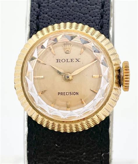 rolex chameleon precision 18kyg leather belt champagne gold dial|Rolex 18 ct watch.